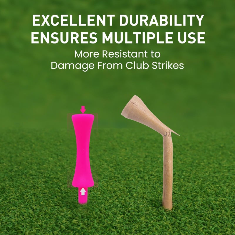 FINGER TEN Plastic Golf Castle Tees Step Down Unbreakable Mixed or Same Height Value 100 Count, 2 3/4, 2 1/4, 2, 1 3/4, 1 1/2 Inch Length Colorful for Practice (All 2 1/4'' in Pink) - Image 3